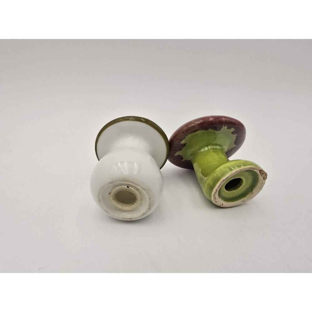 2 Sets Ceramic Vintage Mushroom Salt and Pepper Shakers 1 Mismatched Brown Green - Picture 13 of 14